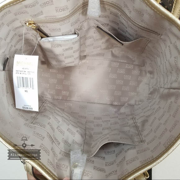 NWT Michael Kors Large Medium carryall hearts Tote - Picture 6 of 7